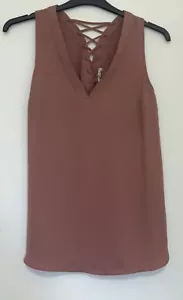 Top túnica River Island flotante rosa oscuro marrón talla 10 - Imagen 1 de 6