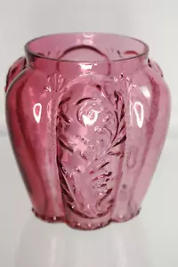 Antico vaso sottaceto cucchiaio mirtillo rubino con pannelli in vetro Northwood 1895 - Foto 1 di 13