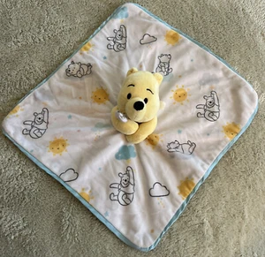 Disney Baby Winnie The Pooh Azul Blanco Amarillo Vellana Amorosa Manta de Seguridad Juguete - Imagen 1 de 6