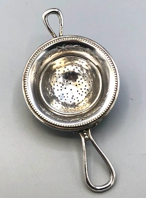 Colador de té vintage europeo 830 plata fina sobre la taza 4,75" Foto 1 de 4