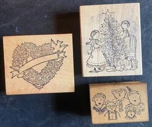 Lang VINTAGE lotto misto o 3 GOMMA SU LEGNO BLOCCHI STAMPA DELAFIELD SPEDIZIONE GRATUITA - Foto 1 di 10