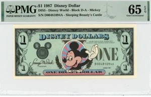 1987 $1 Disney Dollar Mickey PMG 65 EPQ (DIS5) - Picture 1 of 2