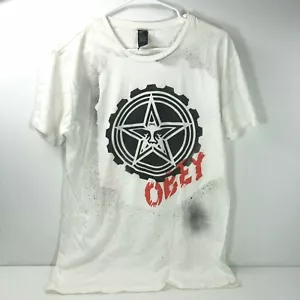 Shepard Fairey Obey Giant T-Shirt Hand Spray Painted by Shepard NY 2010 Mayday - Picture 1 of 8