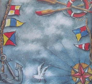 12"X12" Scrapbook Paper Sail Away Boat Anchor - Picture 1 of 1