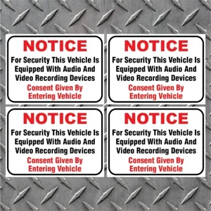 (4) 3.5x2.5 Audio and Video Recording Consent Car Truck Vehicle Bumper Decal - Picture 1 of 1