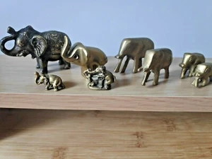 Konvolut 8 Elefanten Miniatur Amulette Kupfer Messing Vintage + Geschenk - Bild 1 von 6