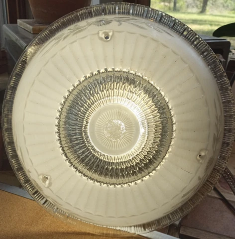 Clear & Frosted Glass Vintage Molded 3 Chain Light Fixture Shade 14 1/4" Cover