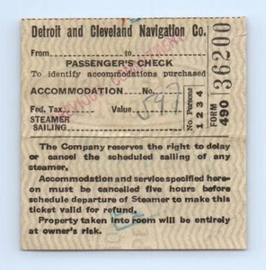 1948 Detroit Cleveland Navigation Steamship Cruise Passenger Ticket Steamer Ship - Picture 1 of 2