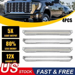 Clear Lens Amber LED Side Marker Fender Lights for 2020+ GMC Sierra HD 2500 3500 - Picture 1 of 12