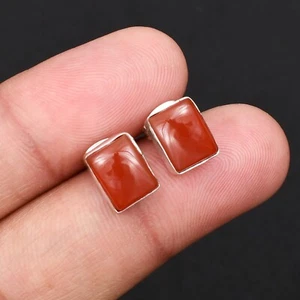 Carnelian Gemstone Handmade 925 Sterling Silver Stud Earrings For Women SE-52 - Picture 1 of 8