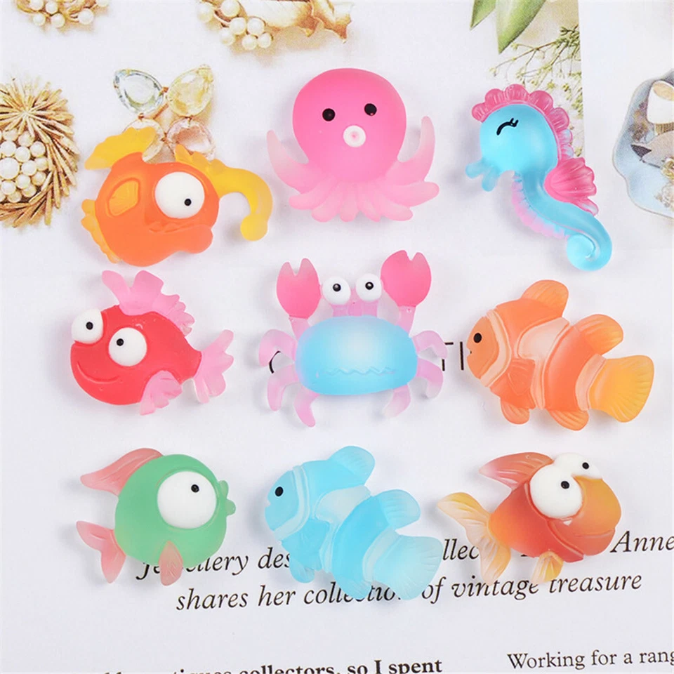 20 Mix Gradient Marine Life Resin Embellishment Cartoon Nautical Art Decor 2-3cm - Image 1 of 4
