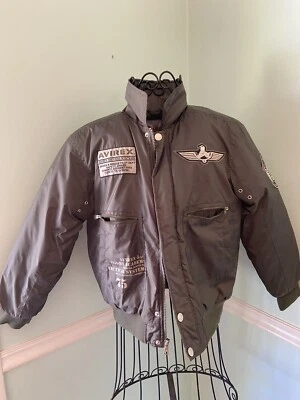 Abrigo Avirex M 12/14 Verde Top Cálido Cremallera Completa Nylon Vuelo Bombardero Chaqueta Parches Foto 1 de 4
