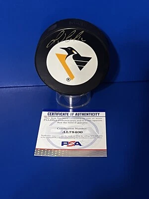 Mario Lemieux Pittsburgh Penguins Salón de la fama firmado NHL Puck PSA CERTIFICADO DE AUTENTICIDAD AL78400 Foto 1 de 3