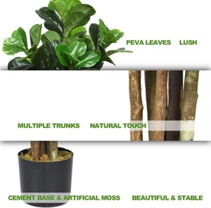 Fake Fiddle Leaf Fig Tree, 6FT Tall Artificial Tree Greenery Plants in Pots, ... - Picture 1 of 1