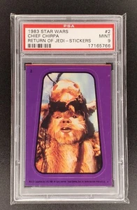 1983 CHIEF CHIRPA Topps STAR WARS Return of the Jedi Sticker #02 (PURPLE) PSA 9 - Picture 1 of 5