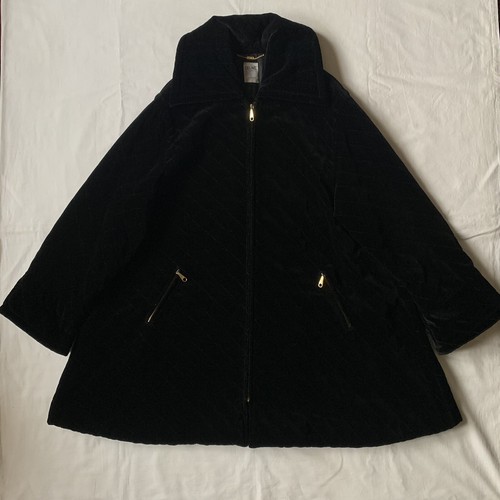 Vintage Celine Black Velvet Quilted Coat Fall Winter 98 Womens Cappotto Celine