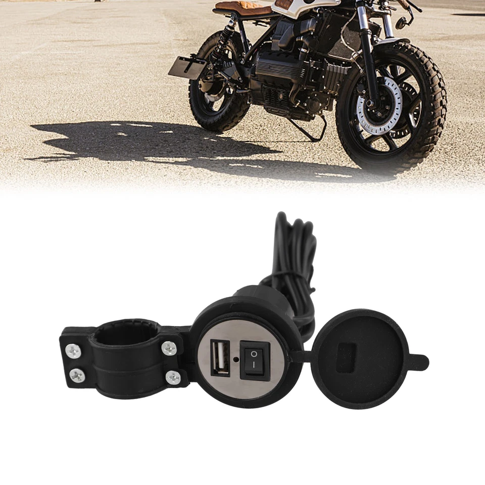 Motorcycle USB Mobile Phone Charger 12V Charging Compatible 1 2m Cable - Image 1 of 4