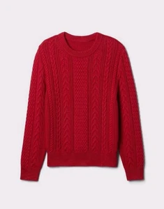 Gap Kids Boy's Classic Cable Knit Sweater Christmas Red Sz S(6-7), M(8),L(10) - Picture 1 of 11
