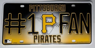 Pittsburgh Pirates #1 Fan Metal Embossed License Plate Tag - Aluminum - Image 1 of 2