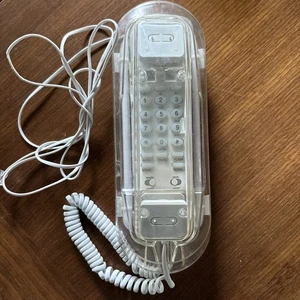 Vintage Clear Translucent Landline Phone 80s 90s Y2K Needs Power Cord - Picture 1 of 9