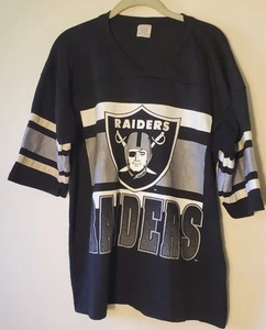 Vintage GTS T-Shirt Men L Large Made in USA Oakland Raiders Single Stitch Black - Picture 1 of 16