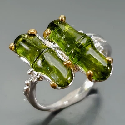 AAA carving 7 ct Natural Tourmaline Ring 925 Sterling Silver Size 6.5 /R421545 - Image 1 of 4