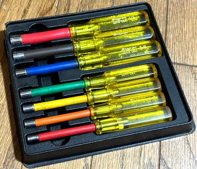 🇺🇸 SNAP ON Tools Insulated Colored Nut Driver SAE Screwdriver Set Lot USA Tray - Image 1 of 4