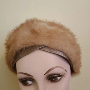 Vintage Saks Fifth Avenue Mid Century Tan Mink Hat - Picture 1 of 6