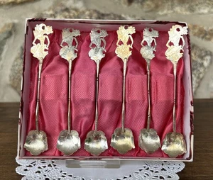 6 indonesische Wayang Kulit Schattenpuppe geätzt 4" Demitasse Löffel - unbeschriftet - Bild 1 von 7