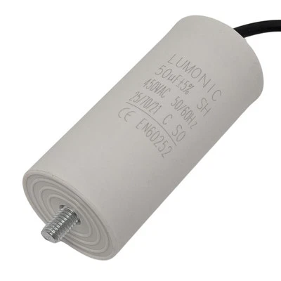 LUMONIC Anlaufkondensator 50µF 450V mit Kabel 25cm 45x100mm 50uF Motorkondensator mit Ku