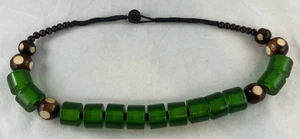 Vintage 1970s Chunky GREEN Brown Lucite Bead Statement NECKLACE - Picture 1 of 4