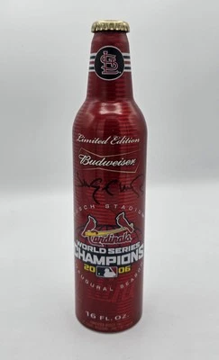 Autografiado Jim Edmonds 2006 Cardenales Serie Mundial Campeones Budweiser Beckett Foto 1 de 3