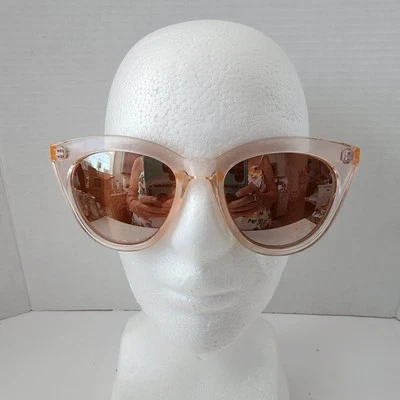 H&M Cat Eye Sunglasses Peach Colored Translucent Reflective Lens Y2K FRAMES ONLY - Image 1 of 4