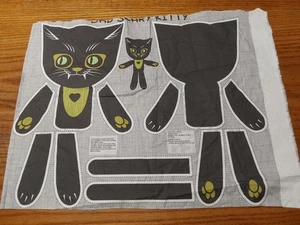 VIntage Cut Sew Fabric Stuffed Pillow Plush Panel Bad Scary Kitty Aprx 14'' - Picture 1 of 3