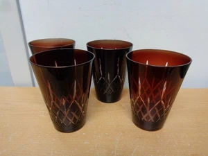 4 American Towle Madison Ruby Red Cut to Clear Tumblers 12 oz - Picture 1 of 5
