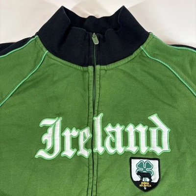 Roma 爱尔兰运动运动衫男式大号绿色全拉链刺绣标志 — 第 1/4 张图片