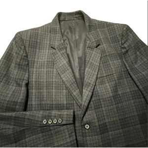 Vince Sport Coat Mens Size 46 Black & Gray Pure Wool Jacket Flannel POW Plaid - Picture 1 of 8
