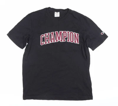Champion Mens Black Large Graphic Logo Crew Neck Cotton T-Shirt - Image 1 of 4