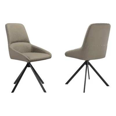 Armen Living Maverick 19" Faux Leather & Metal Dining Chair in Gray (Set of 2) - Image 1 of 4