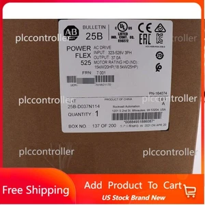 Allen-Bradley AB 25B-D037N114 PowerFlex 525 AC Drive Ser A sellado EE. UU. Impuestos libres - Imagen 1 de 4