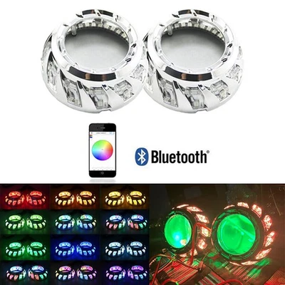 LED Angel Eyes RGB Revolving Turbine Shrouds Bluetooth Control Sequential Bezels Foto 1 de 4