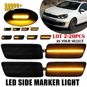 2-20X Amber LED Front Side Marker Lights Smoke For 2010-2014 VW MK6 Golf GTI EXR - Picture 1 of 27