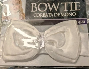 White Adult Size Bow Tie Adjustable neck Thick Band Bunny  LB4 - Picture 1 of 1