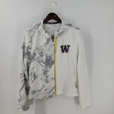 Vintage Washington Huskies Football Adidas Womens Full Zip Jacket White Gray XL - Image 1 of 4