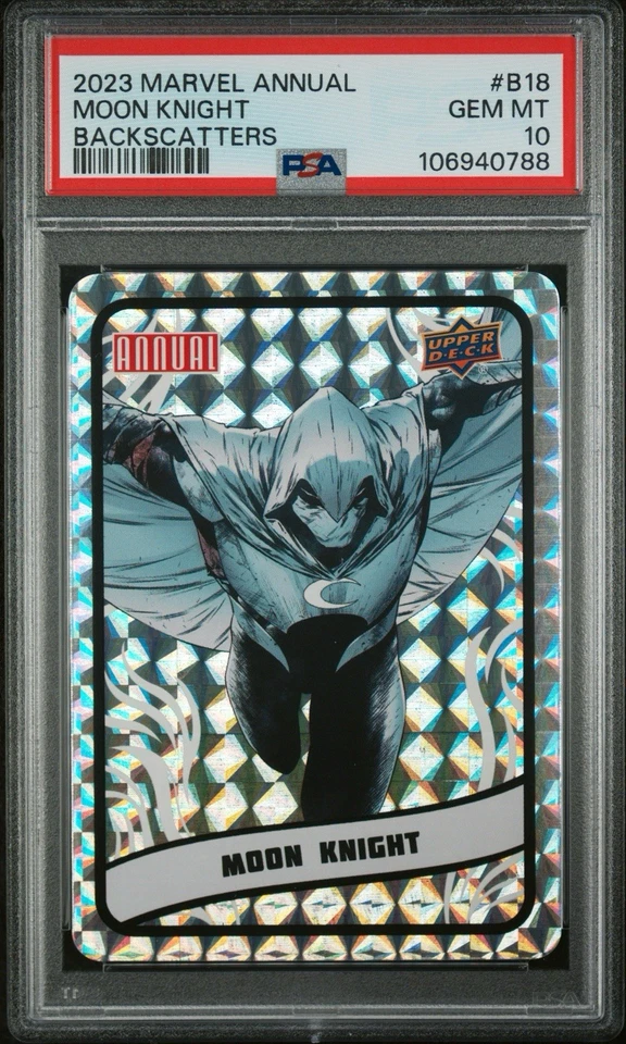 2023-24 Upper Deck Marvel Annual Moon Knight #B18 Backscatters Sticker PSA 10 - Image 1 of 2