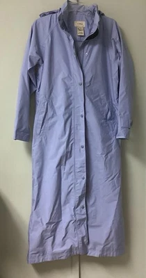 Abrigo LL Bean Mujer Pequeño Con Capucha Largo Completo Lluvia Trench Chaqueta Exterior Azul Dus Foto 1 de 4