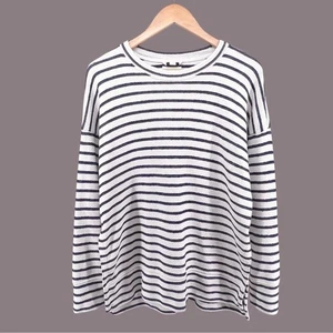 Aerie Frottee Strick Oversize Pullover Gr. S gestreift weiß marine Langarm Pulli - Bild 1 von 16