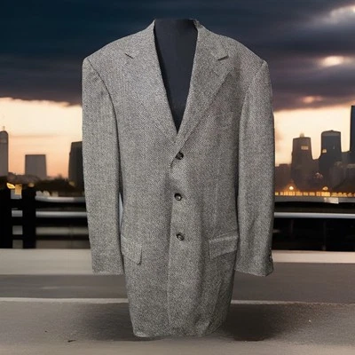 Abrigo Blazer Chaqueta Abrigo Deportivo PAL ZILERI Espiga LANA CACHEMIR EE. UU. 52 L De Colección Italia Foto 1 de 4