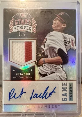 2015 Panini Stars & Stripes Peter Lambert Auto Patch #2/5 USA Baseball Rockies - Image 1 of 2