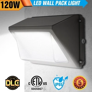 120W LED Wall Pack Light with Dusk-to-Dawn Photocell Commercial Industrial Lamp - Picture 1 of 11